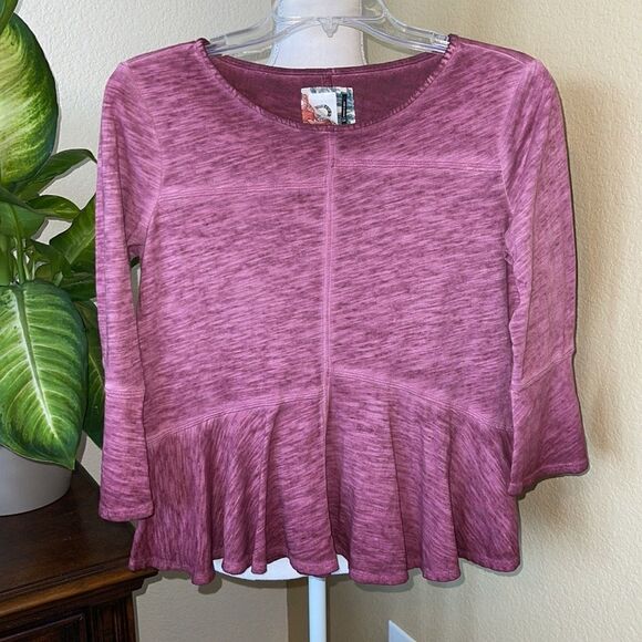 (BOGO FREE) Anthropologie Akemi + Kin Ombre Patch Seamed Peplum Top XXS - Picture 3 of 4
